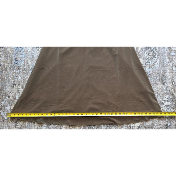 VTG Green Brown Velvet Deep V-Neck Ruffle Lined Pockets WhimsyGoth Fairy Dress - Picture 5 of 9